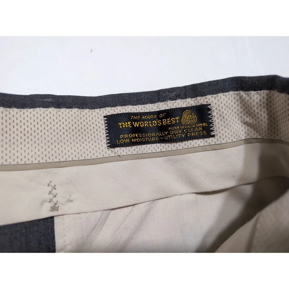 Lot of 2 Vintage HART SCHAFFNER & MARX 100% Wool Dress Pants Brown Gray 38 x 27